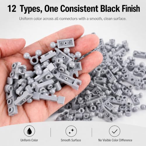 Plate 1x2 Ball Joints Socket - 250pcs Connector Classic Briks Bulk Parts and Pieces Sets, Towball Pins Building Blcok Accessories Light Gray - color: Light Gray