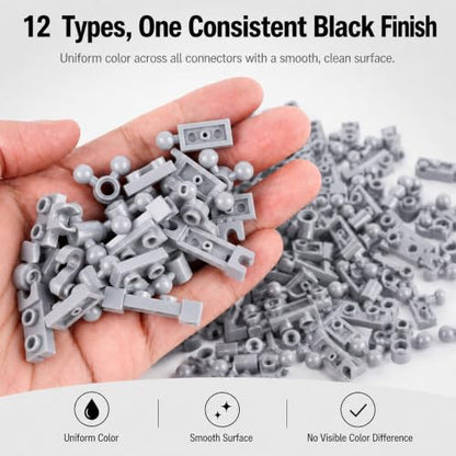 Plate 1x2 Ball Joints Socket - 250pcs Connector Classic Briks Bulk Parts and Pieces Sets, Towball Pins Building Blcok Accessories Light Gray - color: Light Gray