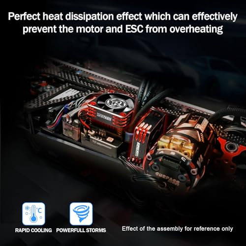 30mm RC Cooling Fan, 28000RPM Cooling Fan for Turbo ESC A3 with XH Connect for RC Car 1/8 1/10 1/12 RC Car ESC (Red&Black) - color: Red&Black