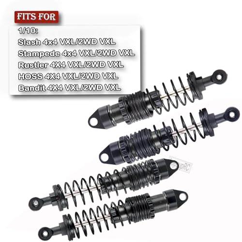 Full Aluminum Big Bore RC Shocks Absorber Damper Upgrades Part for 1/10 Slash/Stampede/Rustler/Bandit VXL 4X4 2WD,Front Rear Assembled Full Metal Shocks,4PCS Black - color: Black/4pcs