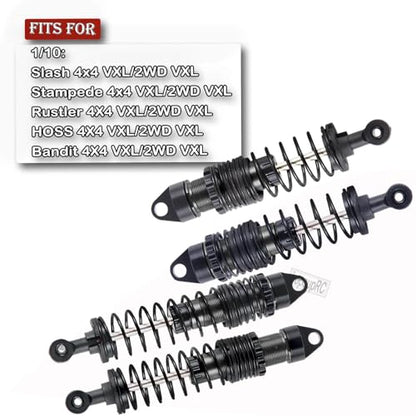 Full Aluminum Big Bore RC Shocks Absorber Damper Upgrades Part for 1/10 Slash/Stampede/Rustler/Bandit VXL 4X4 2WD,Front Rear Assembled Full Metal Shocks,4PCS Black - color: Black/4pcs