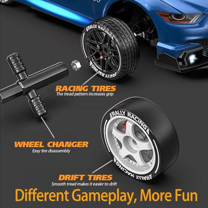 RC Drift Car, 1/24 Scale Mini RC Drift Car, 2.4GHz Remote Control Cars, Four Wheel Drive High Speed Racing with LED Lights, Equipped with Racing Tires and 2 Rechargeable Batteries (8603-Orange) - style: 8603-Orange