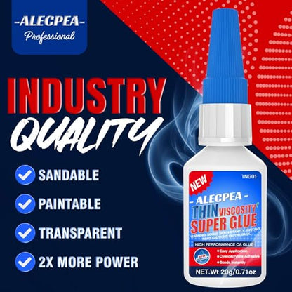 Thin CA Glue 20g, Cyanoacrylate Super Glue with 3 Droppers | Fast 15 Second Set, Clear Capillary Flow For Hairline Gaps In Wood, Metal, Plastic, Ceramic, Rubber, And Jewelry - size: 20g-Clear-Thin
