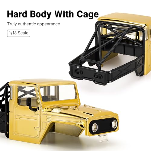INJROA IR40 Truck Body with Tube Cage for 1/18 TRX4M Defender Bronco (Gold) - color: Gold