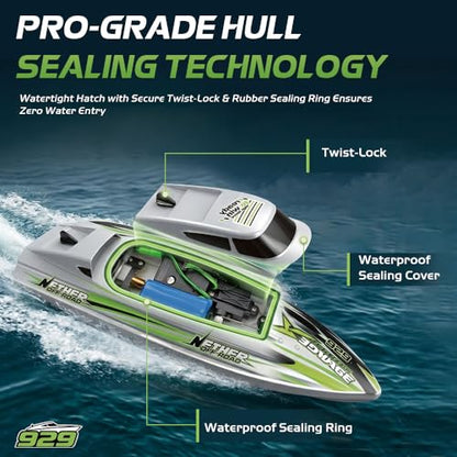 ARRIS Brushless RC Racing Boat with Auto Flip and LED Lights RTR | High-Speed Performance, Waterproof Hull, Propeller Drive, Pool & Lake Ready - color: Silver