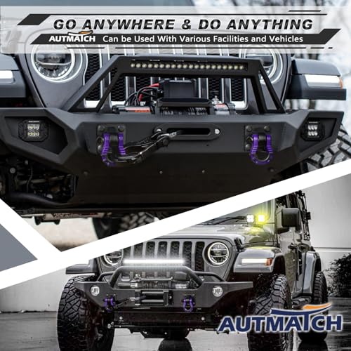 AUTMATCH D Ring Shackles 3/4" Mega Shackle (2 Pack) 68,000Ibs Break Strength - Heavy Duty Clevis Shackles with 7/8" Screw Pin and Isolator Washer for Tow Strap Winch Off Road Vehicle Recovery, Purple - color: Purple & Black