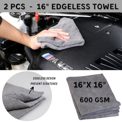 7PACK Car Engine Bay Details Cleaning Kit, Soft-bristled Engine Surface Brush,Long&Slim Bendable Brush, Edgeless Drying Towel,Finger Microfiber Applicator, Deep Cleans Engine Bay Hard to Reach Place