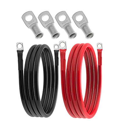 6 AWG Battery Cable 6 Gauge Battery Wires with 5/16 terminals Power Inverter Cables for Solar Boat Marine RV Car (5FT, with 6 AWG 5/16" Lugs) - size: with 6 AWG 5/16" Lugs, style: 5FT