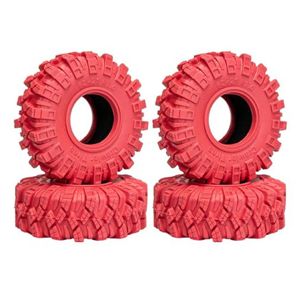 1.0 Tires RC Crawler Tires 62 * 21mm Super Soft Sticky 1.0 Crawler Tyre with Foam Insert for 1/18 TRX4M 1/24 SCX24 FCX24 Upgrade (4PCS) (Red) - color: Red