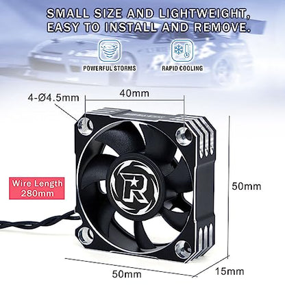 Motor Cooling Fan 50mm RC Motor Heatsink 10000RPM ESC Fan for RC Car 1/5th Scale Car Turck (Black+Silver) - style: Silver