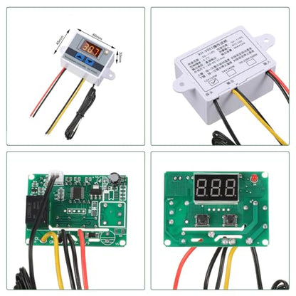 XH-W3001 Digital LED Temperature Controller Module Digital Thermostat Switch with Waterproof Probe Programmable Heating Cooling Electronic Thermostat Range from -50℃ to 110℃ (12V 10A 120W) (2 Pieces)