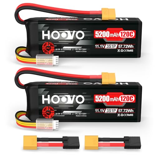 HOOVO 3S LiPo Battery 5200mAh 120C Softcase with XT60 & TR Plug, 2Pack | Compatible for RC Car RC Truck Airplane Helicopter Boat Racing RC Hobby
