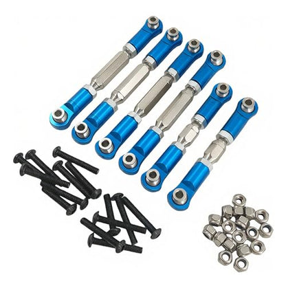 Adjustable Tie Rod Set for ARRMA Granite Senton Vorteks 550 (Blue) | Aluminum,RC Linkage,Turnbuckles,Toe Links,6PCS,1/10,4X4,4X2,Steering Upgrade,AR330446 Compatible - color: Blue