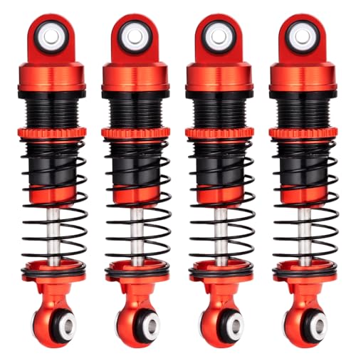 RCLIONS RC Car Shocks 42mm Oil Shock Absorber for FMS 1/18 FCX18 LC80 RC Crawler Car Upgrade Parts (Red) - color: Red