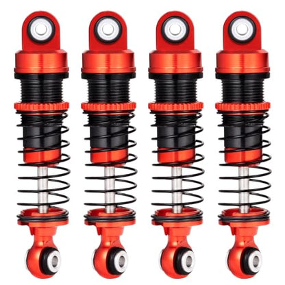 CNC Aluminum Front Rear Shocks Absorber, Red + Black | For 1/18 RC Crawler FMS FCX18 LC80, Upgrade Parts - color: Red + Black