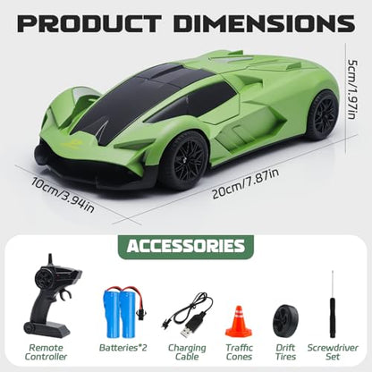 RC Drift Car 1:20 Scale RC Cars 2.4GHz Remote Control Car Toy Gifts for Kids (Green)