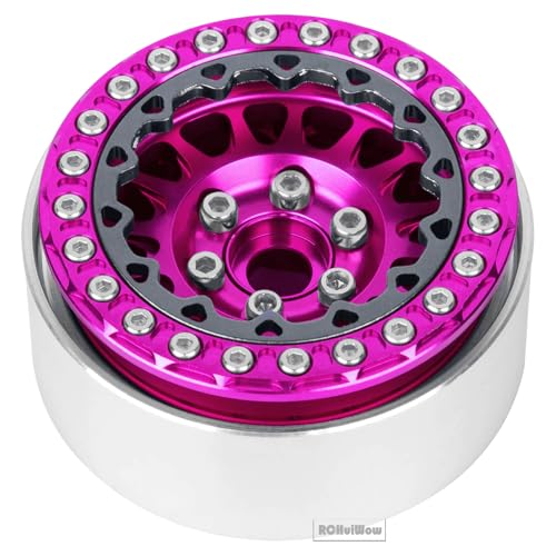RC 1.9 Beadlock Wheels for 1/10 RC Crawler TRX4 TRX6 SCX10 90046 AX103007 VS4-10 MST CFX RC4WD D90 Red cat Gen8 7,Alloy Aluminium 1.9 rc Beadlock Rims 1.9 rc Wheels,4PCS,Pink - color: Pink(4pcs)