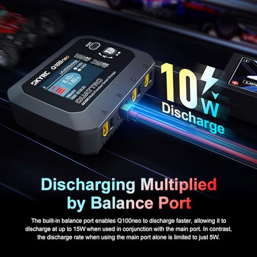 GoolRC Q100neo AC/DC Multi-Function Smart Charger, Lipo Battery Balance Charger Discharger AC 100W DC 240W for 1-4S LiPo/Life/LiIon/LiHV, 1-8S NiMH/NiCd, 3S/6S Pb Batteries