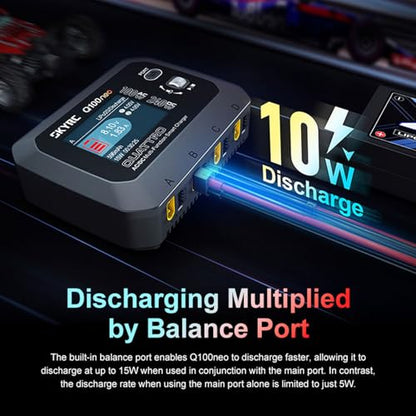 GoolRC Q100neo AC/DC Multi-Function Smart Charger, Lipo Battery Balance Charger Discharger AC 100W DC 240W for 1-4S LiPo/Life/LiIon/LiHV, 1-8S NiMH/NiCd, 3S/6S Pb Batteries