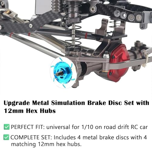 Brake Discs with 12mm Hex Hub for 1/10 Scale RC Cars - Aluminum Alloy Upgrade Kit for Drift, On-Road Car - CNC Machined Performance Part with Anodized Finish Sky Blue - color: Sky Blue