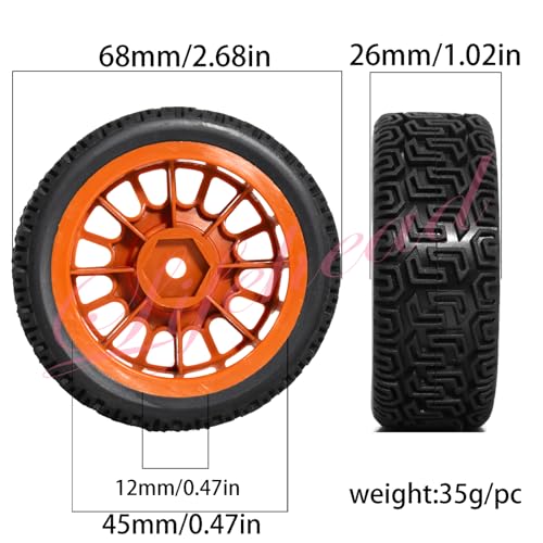 Lifehead 2.68 inch RC On Road Racing Car Tires and Wheels for 1/10 RC On-Road Touring Drift Car HSP Tamiya XV01 TT01 TT02 HPI Kyosho FAZER MK2 /12mm Hex - color: Brown 2