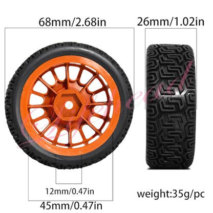 Lifehead 2.68 inch RC On Road Racing Car Tires and Wheels for 1/10 RC On-Road Touring Drift Car HSP Tamiya XV01 TT01 TT02 HPI Kyosho FAZER MK2 /12mm Hex - color: Brown 2