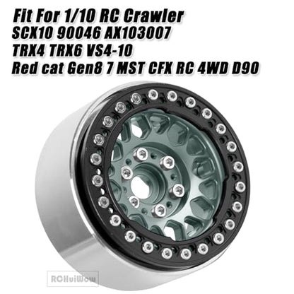 RC 1.9" Beadlock Wheels Rims for 1/10 SCX10 90046 AX103007 TRX4 TRX6 D90 VS4-10 MST CFX Gen8 Gen7 RC Crawler,Alloy Aluminium 1.9 rc Wheel Rim w/Rings,Titanium w/Black - color: Titanium(4pcs)