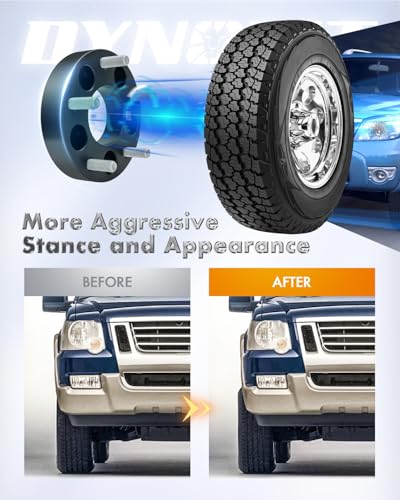 Dynofit 1Pc 5x4.5 to 5x5 Wheel Adapters for Je/ep Spare Tire Jk Wk Wj Xk Wheels on Tj Yj Kk Xj Mj Kj Zj, 5x114.3mm to 5x127mm 1.25" Forged Conversion Wheel Spacers 1/2" Thread Adapter