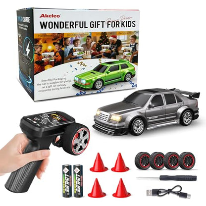 1/43 Mini RC Drift Car with Gyroscope, 4WD Full Proportional RC Car, 2.4GHZ Hobby Grade Remote Control Cars, RTR Model Vehicle, 20+KM/H High Speed for Hobbyists Kids Adults (Sliver) - color: Silver