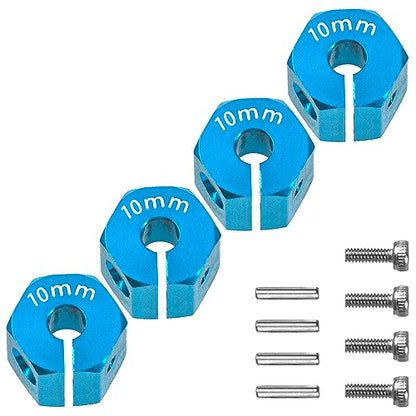 Aluminum Alloy 12mm Wheel Hex Hub Drive Adapters with Pins Screws Compatible with Axial SCX10 HSP HPI Tamiya Redcat 1/10 RC Crawler Car (10mm, Blue) - color: Blue, size: 10mm