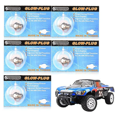 N3 Hot Spark Glow Plug for RC Nitro Engines Car Truck Buggy Pack of 5,Exhaust Pipe SH 21 28 Level BQ003 Engine Exhaust Tube for HSP Model Car 1/8 RC Cars Spare Parts