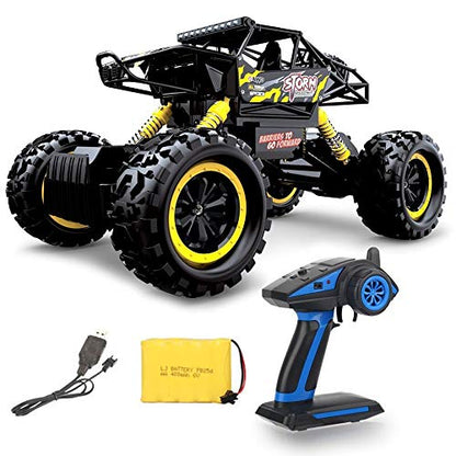 2.4Ghz Double Sided Rotating Remote Control Cars High Speed Racing Truck 360° Spins and Flips 180° Swing Off Road Vehicle for Adults with LED Lights RC Stunt Car (Color : Yellow) - color: Yellow
