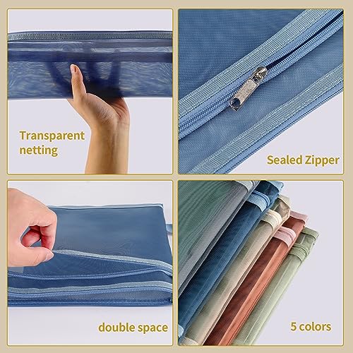 10 Pack Mesh Zipper Pouch Bags，A4 Toy Storage & Organization Bag | Double-Layer Nylon, Puzzle Building Block Sets Toy Storage , Breathable See Through Zipper Pouch with Handle for School Game - size: 2L-10A4