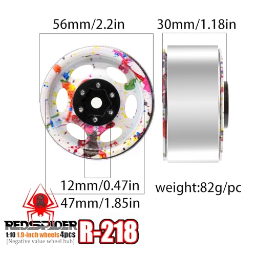 REDSPIDER•Negative Offset -10mm 1.9'' Beadlock Wheels Deep Dish Metal(4pcs) Retro Design for Scale 1/10 RC Crawler Axial SCX10 TRX4 VS4-10 Redcat Gen8 RC4WD D90 Rock Crawler (Color) - color: Color
