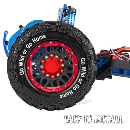 RC Truck Tires Wheel for 1/10 Big Rock Granite Vortek 3s / Stampede Rustler RC Car,4-Pack RC Wheels Tires,Black-Red - color: Black-red- (Rc Tires Wheel)