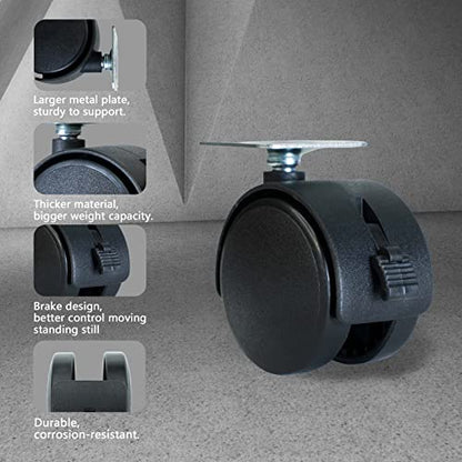 2 Inch Furniture Caster Wheels 4pcs Swivel Plastic Rollers with Locks Stainless Screws Small Universal Plate Wheel Casters Replacement for Cabinet Drawer Table Desk Cart in Office Kitchen - style: 2 Inches Plate Casters
