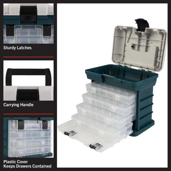 Portable Tool Box - Small Parts Organizer with Drawers and Customizable Compartments for Hardware, Fishing Tackle, Beads, or Crafts by Stalwart (Gray) (Pack of 2) - size: Pack of 2