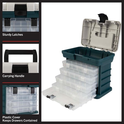 Portable Tool Box - Small Parts Organizer with Drawers and Customizable Compartments for Hardware, Fishing Tackle, Beads, or Crafts by Stalwart (Gray) (Pack of 2) - size: Pack of 2