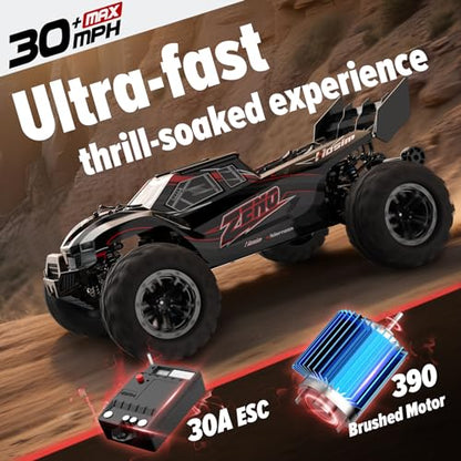 Hosim 1/10 RC Car for Adults & Boys 48+KMH, Electric Remote Control Car High Speed Large RC Truck 4X4 Off-Road All Terrains Waterproof Monster Trucks, Hobby RC Cars Toys Gifts for Boys 8-12 - color: Red