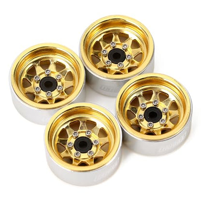 INJORA 1.0 Beadlock Wheel Stamped Steel Beadlock Deep Dish 1.0" Wheels for 1/18 TRX4M Axial SCX24 Gladiator Deadbolt Bronco C10 JLU Upgrade Parts(Yellow) - color: Yellow