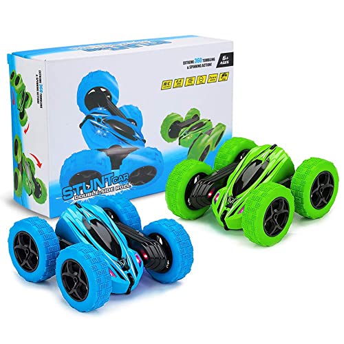Lumiparty 2PACK RC Stunt Car Remote Control Car for Kids, 2.4Ghz High Speed Rock Crawler Vehicle,360 Rotating 4WD Off Road Double Sided Rotating Tumbling Rc Car with 4 Rechargeable Battery.