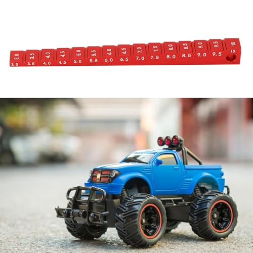 RC Ride Height Gauge 1/10, RC Camber Gauge Aluminum Alloy RC Ride Height and Camber Gauge Kit for 1/10 RC Drift Car, 0.1 to 0.4in Adjustment Range (Red) - color: Red