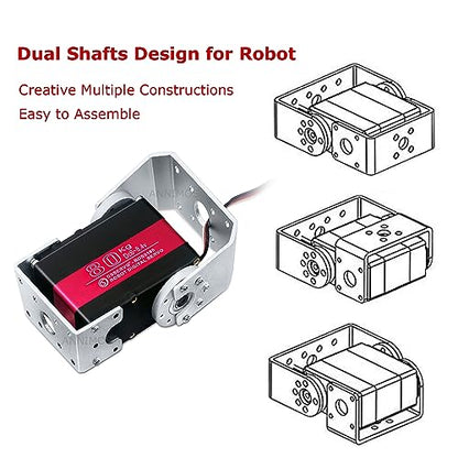 80KG Robot Servo Motor 8.4V High Torque Steel Gear Waterproof Large Digital Steering Servos with Mount Brackets - size: 80kg