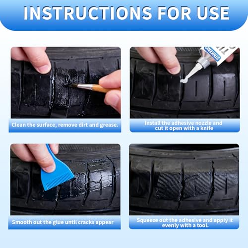 Tire Repair Glue Kit for Car, 3.53 Oz Tire Repair Adhesive | Waterproof & Heat-Resistant - Black Sidewall Rubber Cement for Car, Ideal for Tires Surface Cracks and Detachment