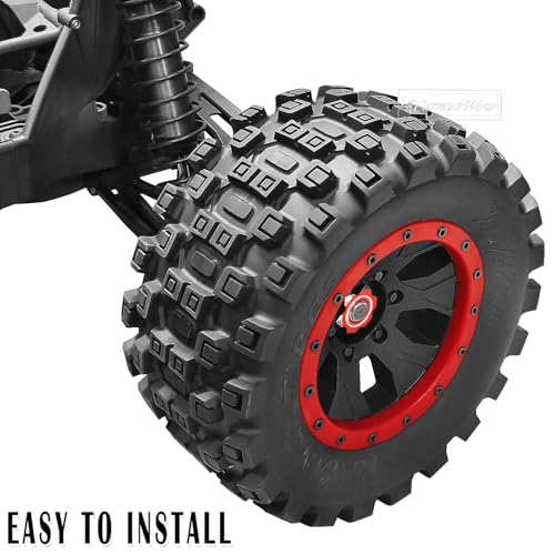 MX43 RC Wheels and Tires Truck Tires for 1/5 KRATON 8S EXB AVC 4X4 RTR,1/5 Outcast 8S EXB AVC 4X4 RTR,1/5 X-MAXX 8S,Pro-line Racing Badlands Tires w/Wheel Hex,4PCS,Red - color: Red(4pcs)