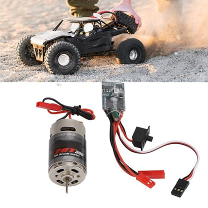 RC Car Brushed Motor 30A JST Plug ESC Set, 390 28T Brushed Motor for 1/16 1/18 RC Car