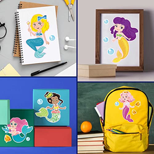 24 Sheets Make Your Own Mermaid Stickers, Make a Face Sticker for Girls | Mermaid Birthday Party Favors , Mermaid decoration Classroom Teacher Rewards, Art Craft Supplies - style: Mermaid（Pink）