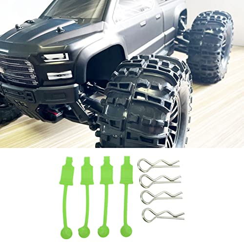4 Set Car Clip Retainer Rc Car Body Shell Clip Retainers Steel Rubber Clips W Pull Tabs R Pins Universal Shell Replacement Parts for Remote Control Car Upgrade Part (Green) - color: Green