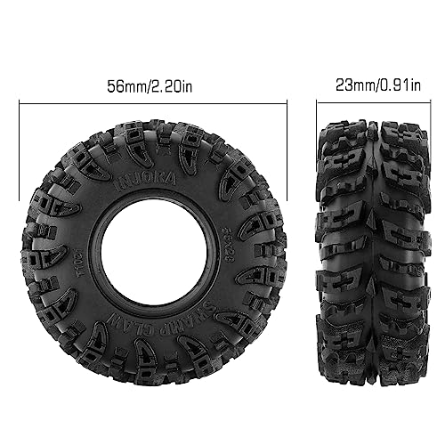 INJORA 1.0 Swamp Claw Mud Terrain Tires for 1/18 1/24 RC Crawler, 56 * 23mm