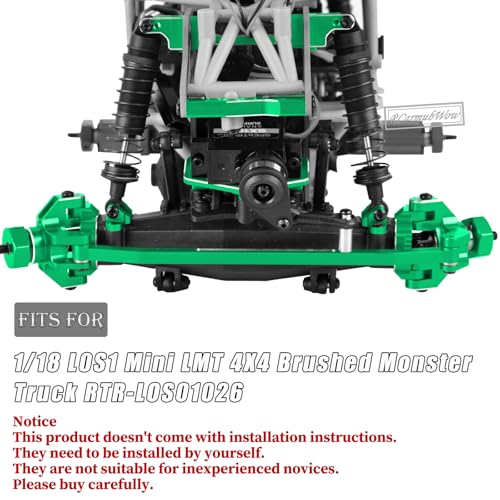 RC Upgrades for L0S1 1/18 Mini LMT 4X4,Driveshafts,Servo,Body Mount,Upper&Lower Shock Mount,Side Panel Crossbar,Rear Cup,Steering Cup&C Hub,Steering Links,Shock Strengthen Mount,Green - color: Green(1set)